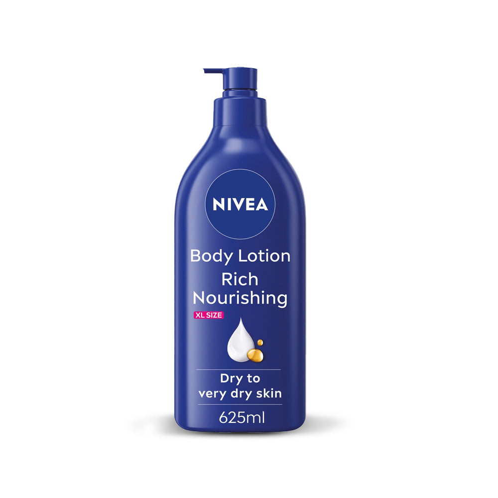 Nivea Body Lotion Rich Nourishing 625 ml Deep Moisture Serum Almond Oil & Vitamin E