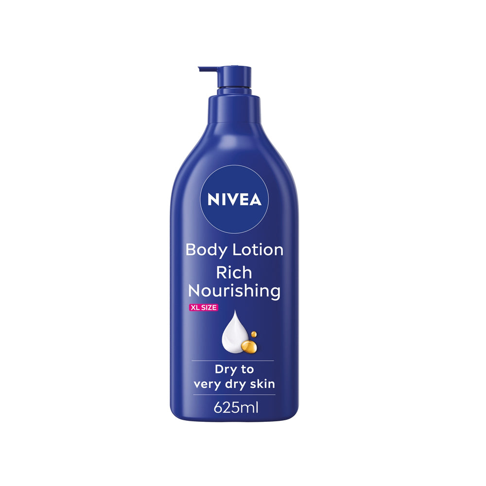 Nivea Body Lotion Rich Nourishing 625 ml Deep Moisture Serum Almond Oil & Vitamin E